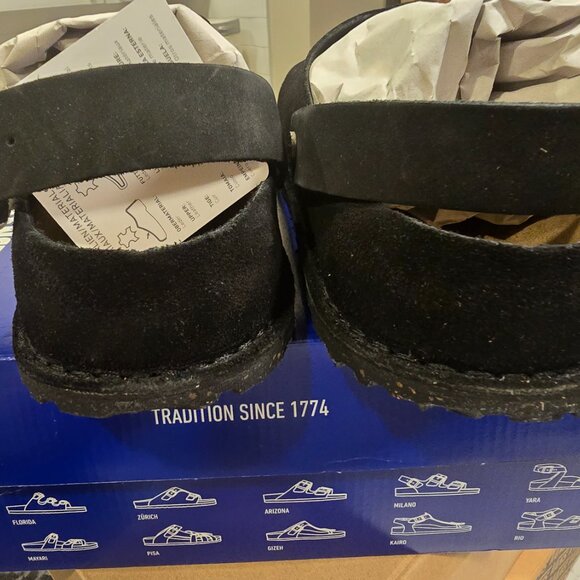 Birkenstock Lutry Premium Suede Suede Leather - Black MENS 11 US EU 44 CLOG NEW - Picture 6 of 10